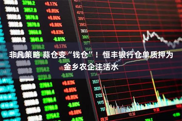 非凡策略 蒜仓变“钱仓”！恒丰银行仓单质押为金乡农企注活水