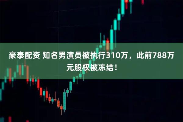 豪泰配资 知名男演员被执行310万,此前788万元股权被冻结!